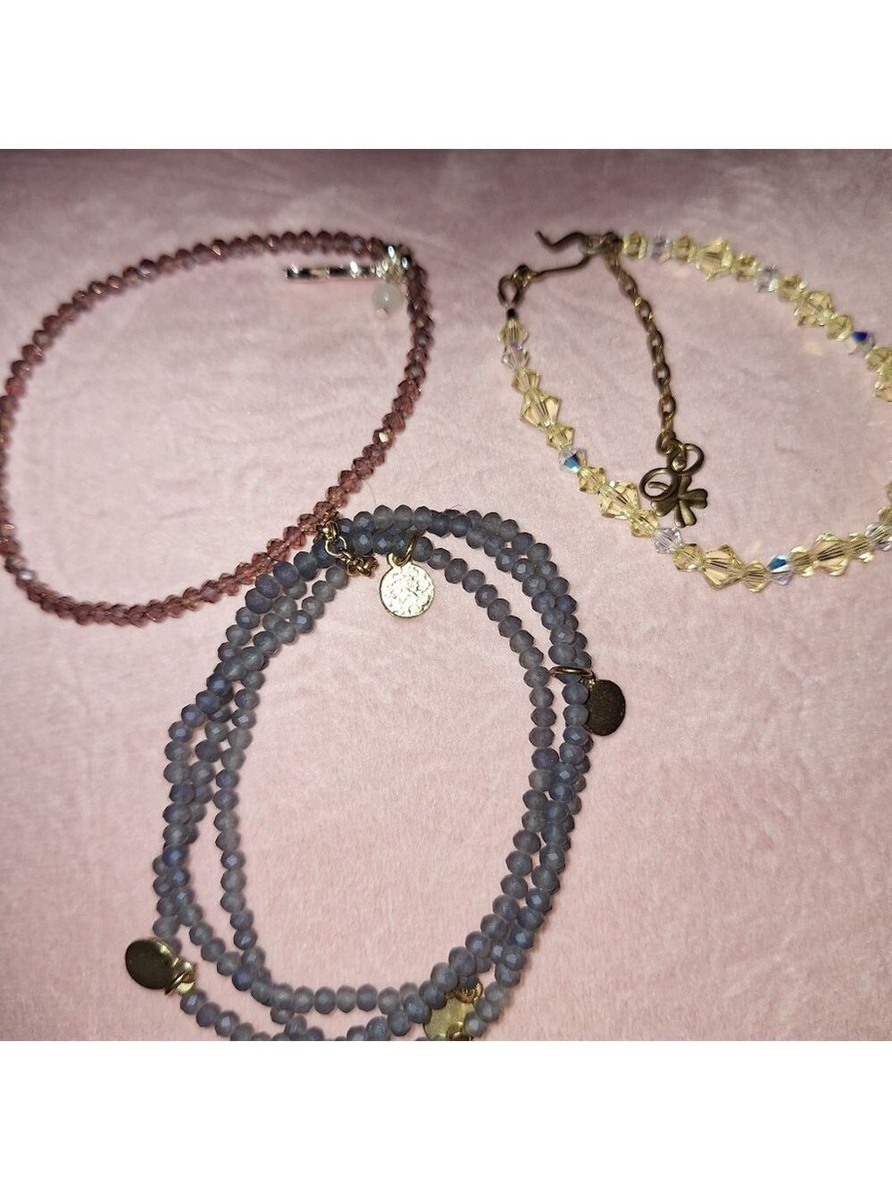 Multi-Color Bracelet Set Yellow Pale Blue Pink